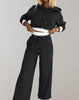 Women's 2-Piece Hoodie and Wide-Leg Pants Set – Cotton Blend Loungewear