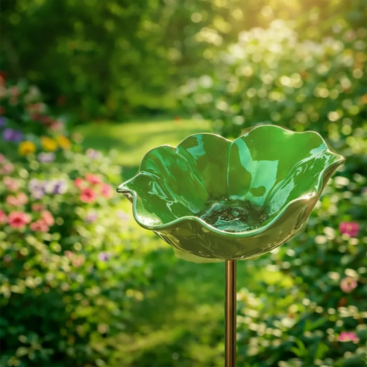 Metal poppy bird bath stake – garden and balcony decoration, 60 cm