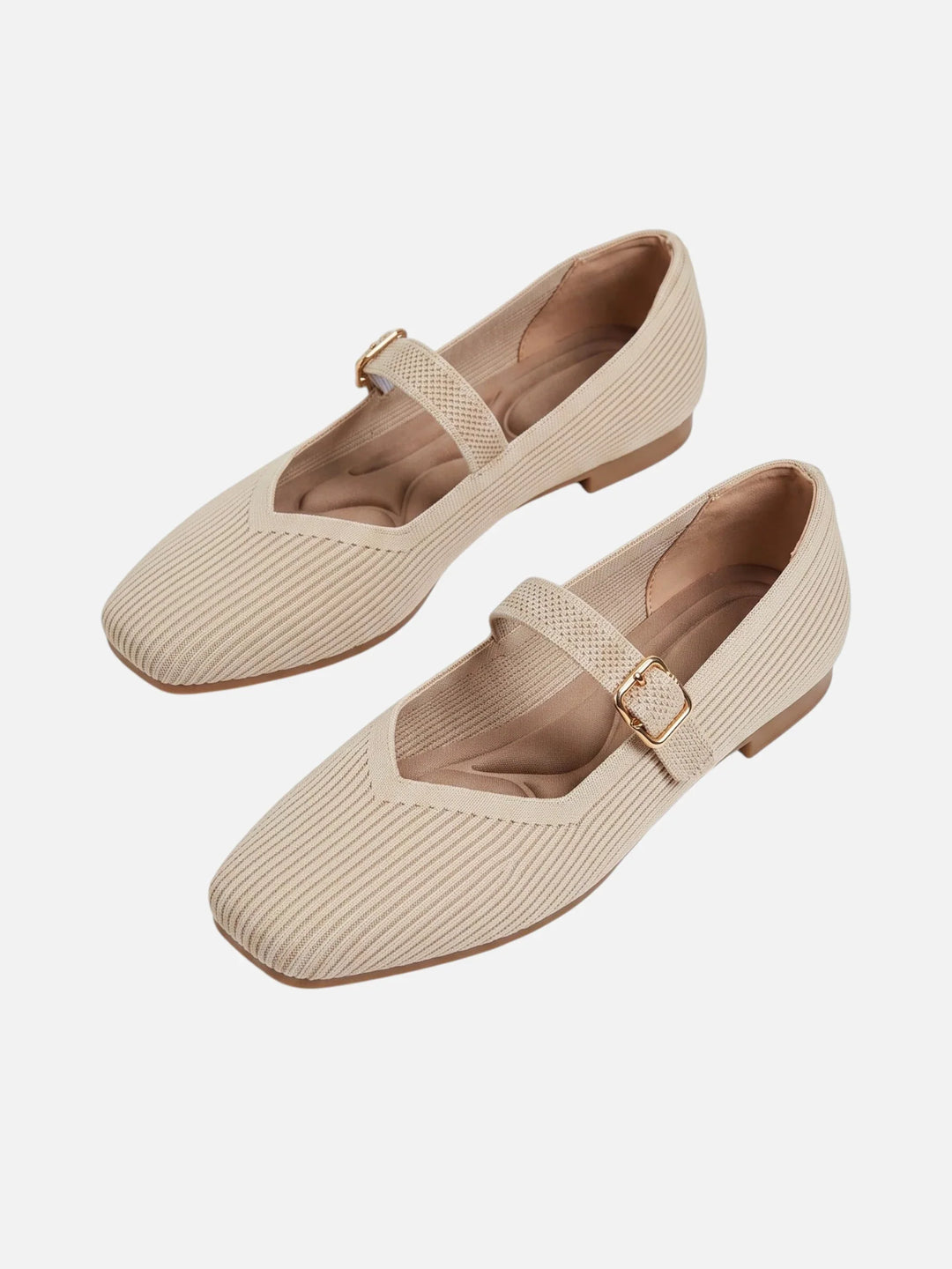 Women's Knit Mary Jane Ballet Flats with Square Toe