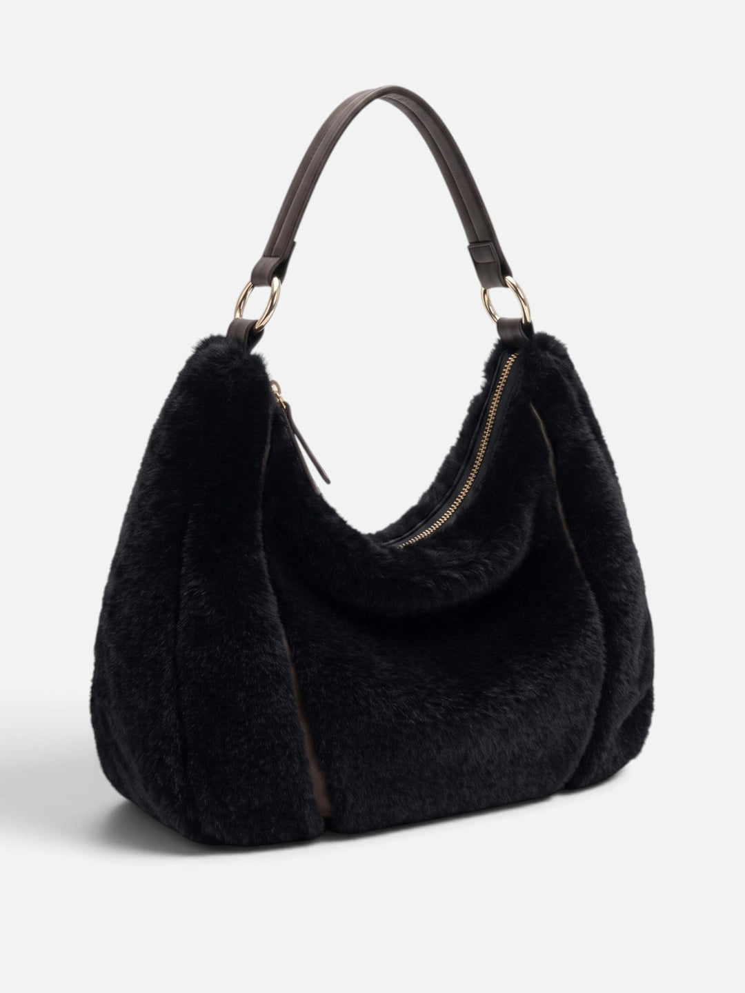 Women's Faux Fur Zip Hobo Bag