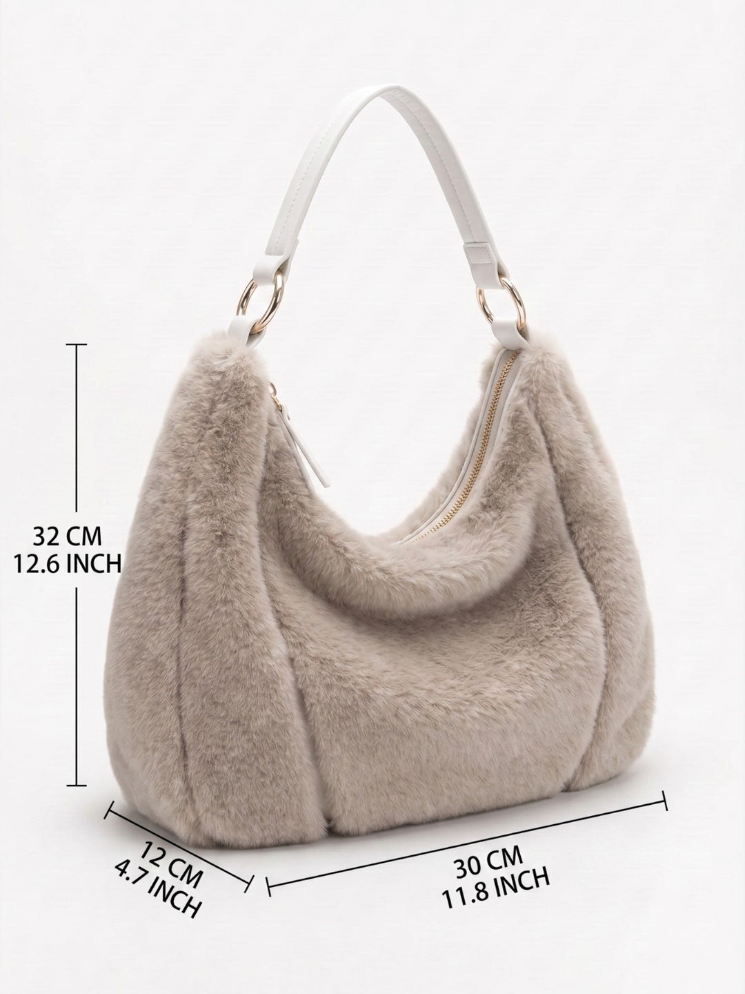 Women's Faux Fur Zip Hobo Bag