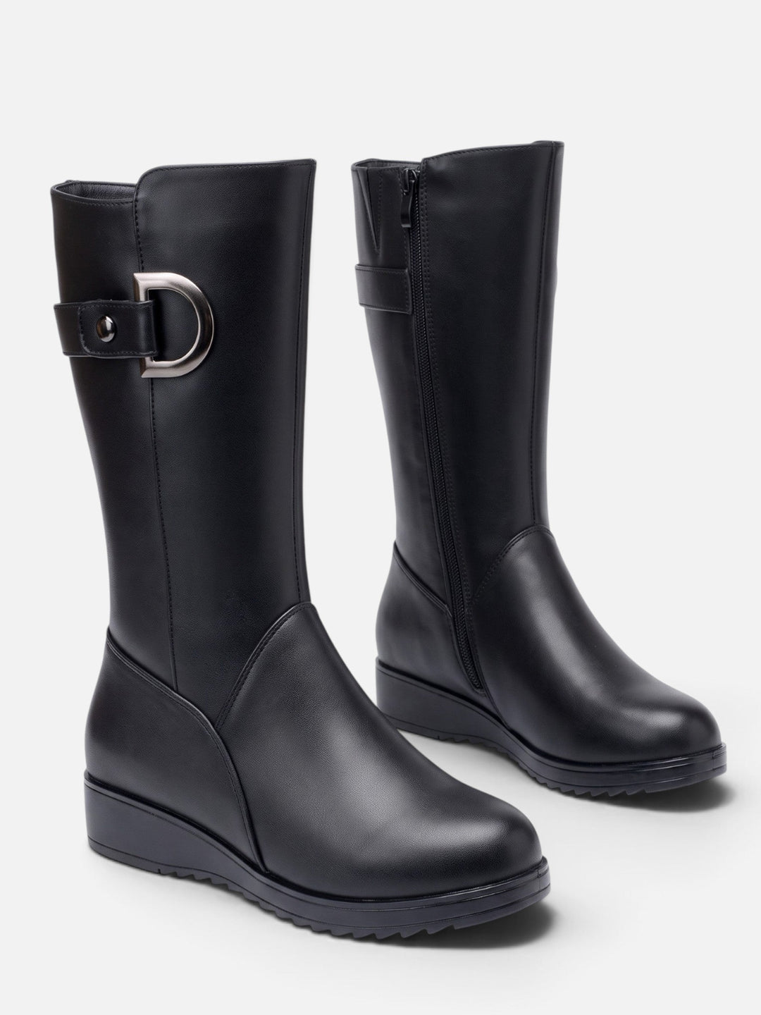 Women's Fur-Lined Boots with Buckle