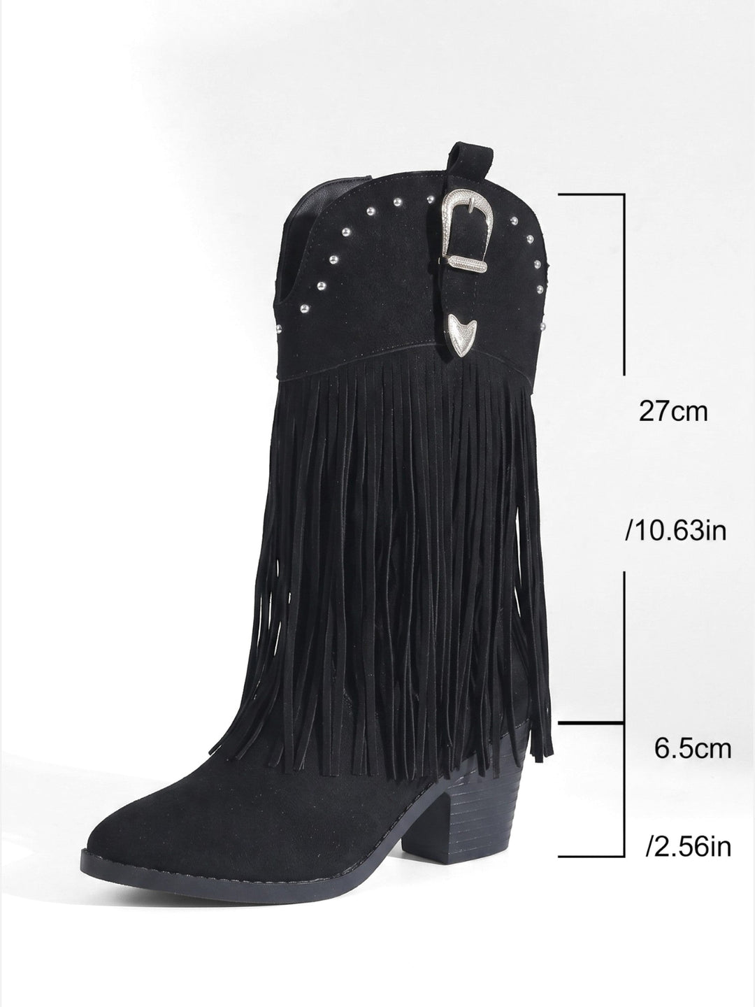 Women's Faux Suede Fringe Cowboy Boots with Studs