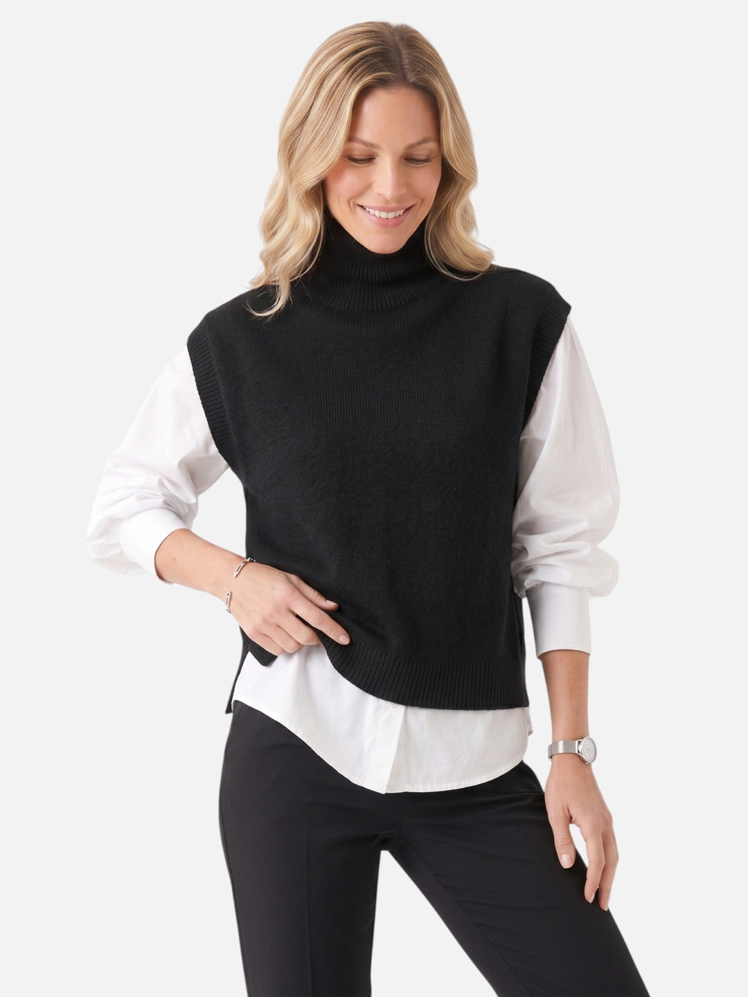 Women's Sleeveless Knit Turtleneck Sweater Vest