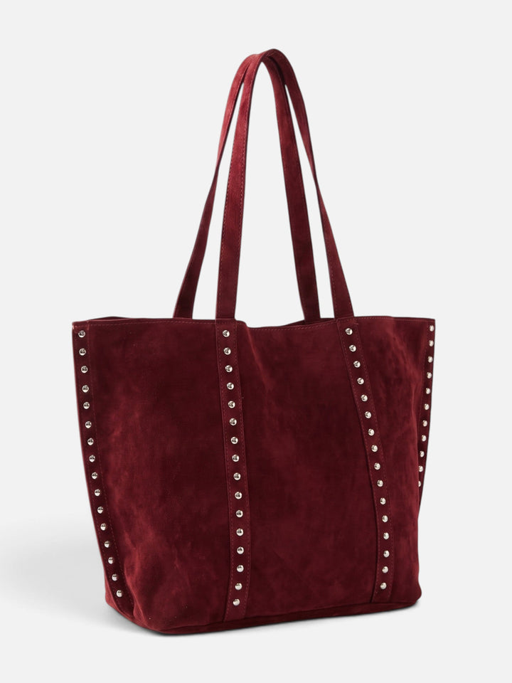 Women's Studded Faux Suede Tote Bag