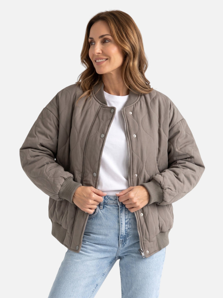 Women's Quilted Zip-Up Bomber Jacket