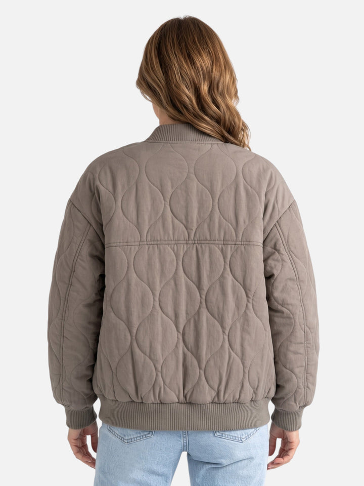 Women's Quilted Zip-Up Bomber Jacket
