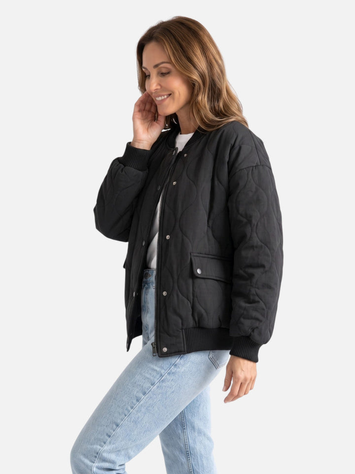 Women's Quilted Zip-Up Bomber Jacket