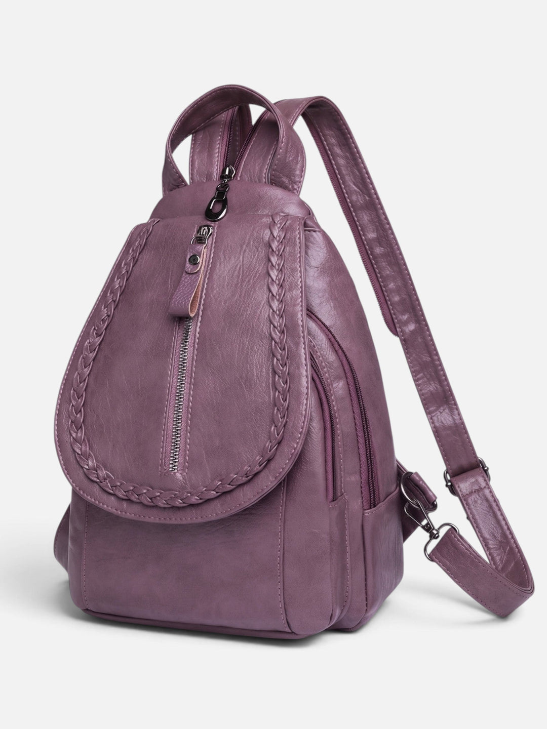 Women's Mini Woven Leather Backpack Crossbody