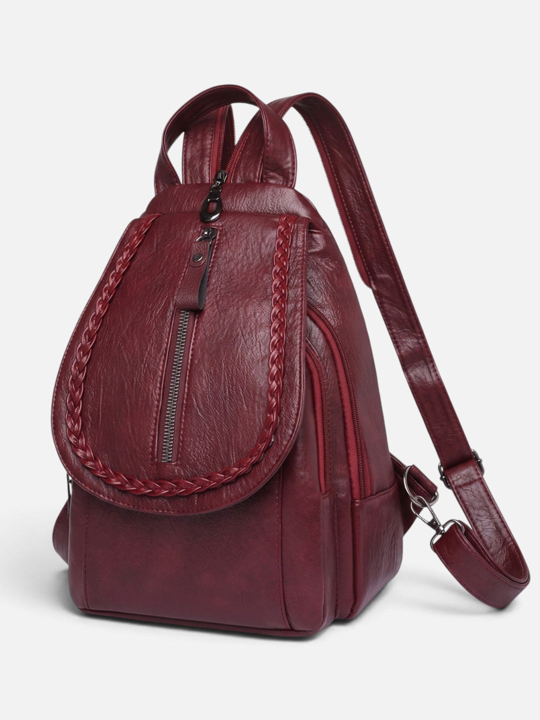 Women's Mini Woven Leather Backpack Crossbody