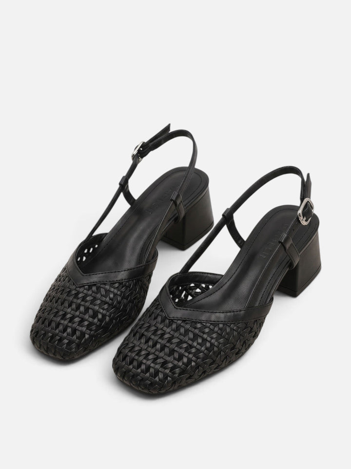 Women's Woven Slingback Pumps with Block Heel