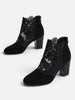 Women's Lace Ankle Boots with Rhinestone Heel