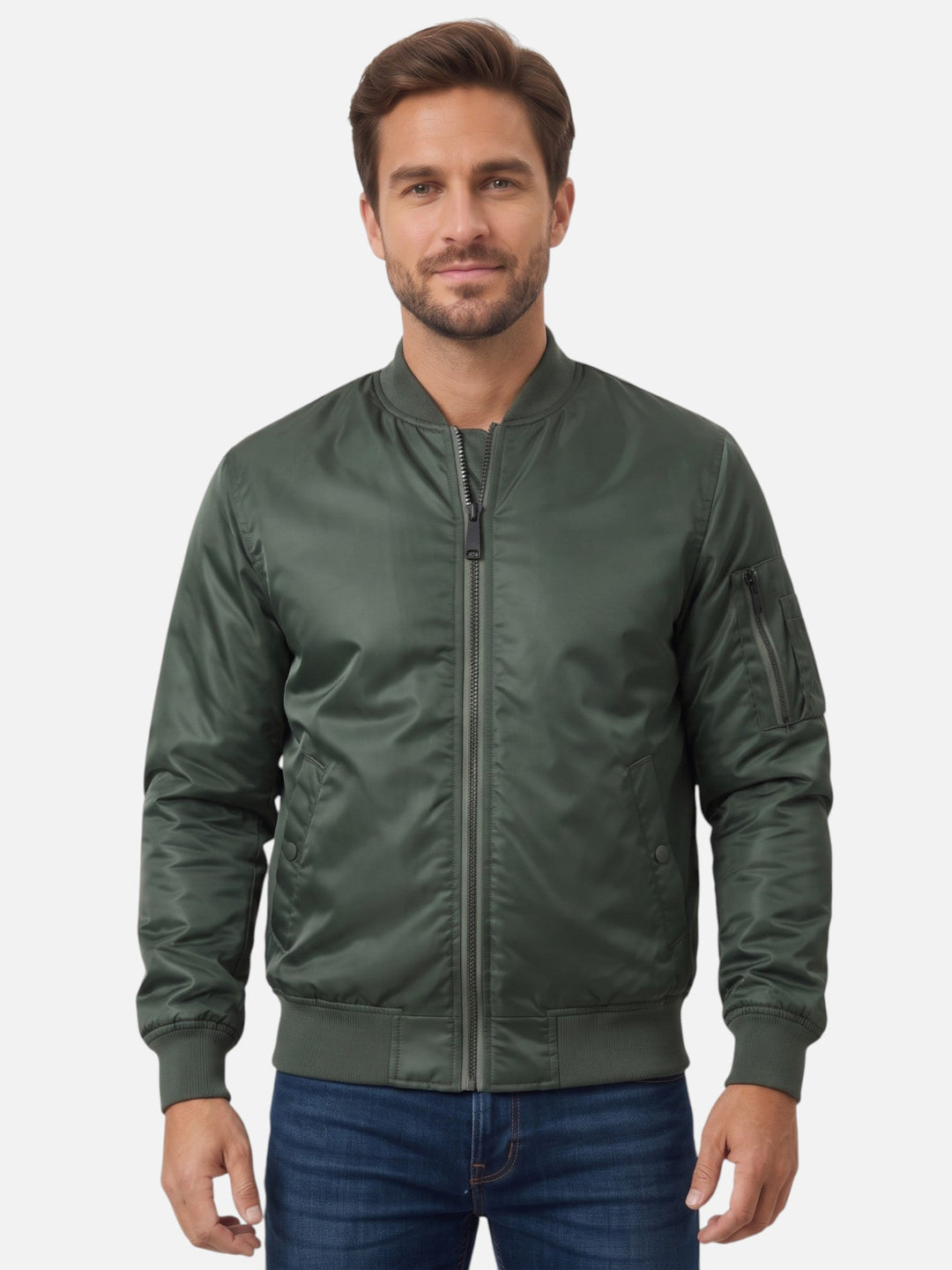 Men's Zip-Up Windbreaker Bomber Jacket