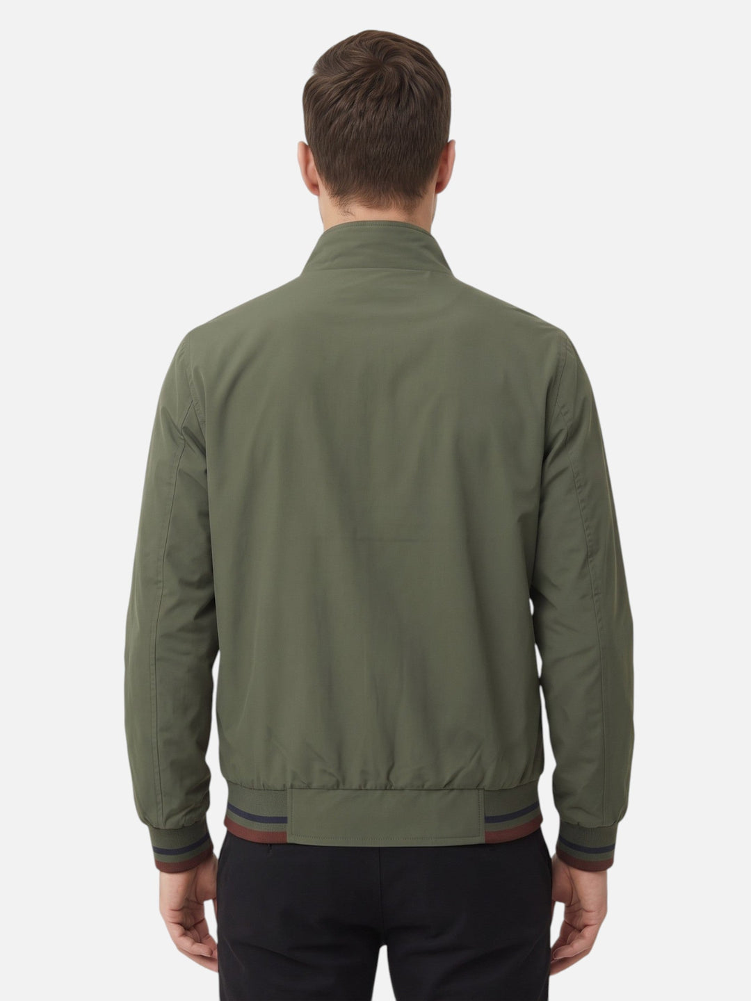 Men's Striped Zip-Up Harrington Jacket