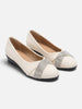 Women's Faux Suede Ballet Flats with Rhinestone Bow
