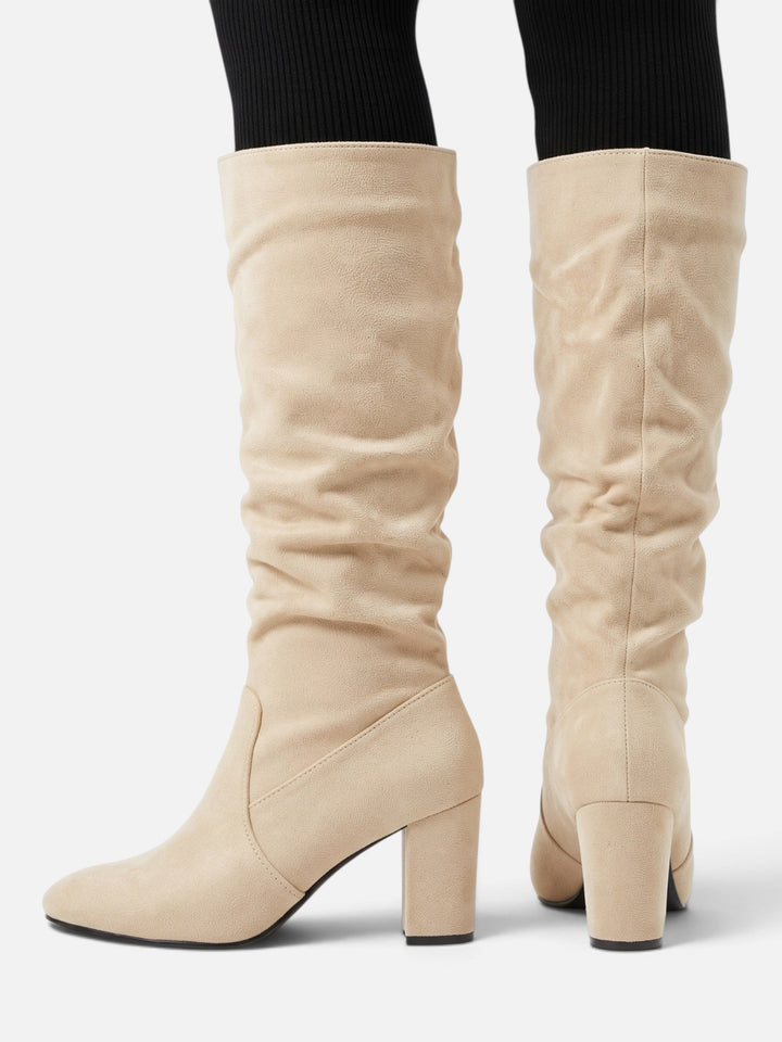 Women's Faux Suede Slouchy Block Heel Boots