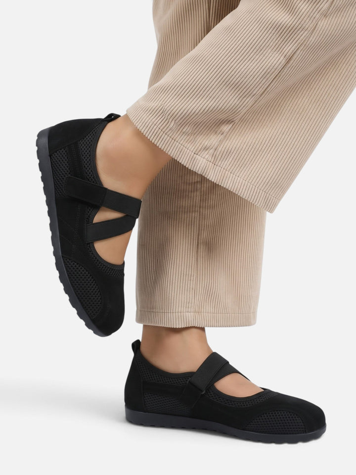 Women's Mesh Sneakerina Ballet Flats with Crisscross Straps