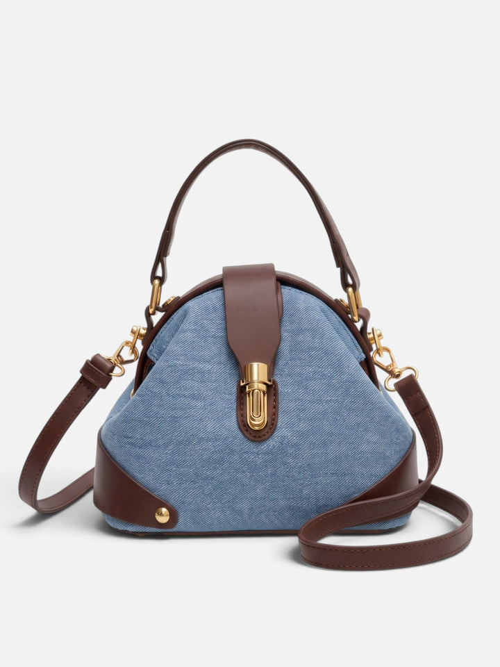 Women's Two-Tone Faux Leather Crossbody Bag with Clasp