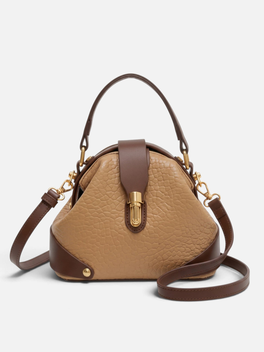 Women's Two-Tone Faux Leather Crossbody Bag with Clasp