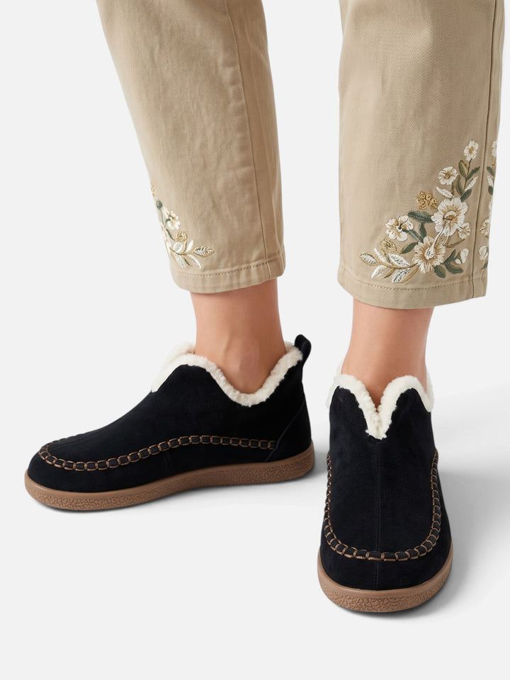 Women's Corduroy Slip-On Slippers with Faux Fur Lining