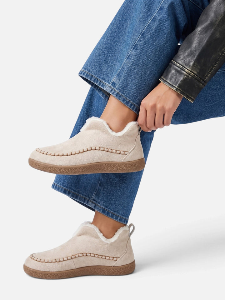 Women's Corduroy Slip-On Slippers with Faux Fur Lining