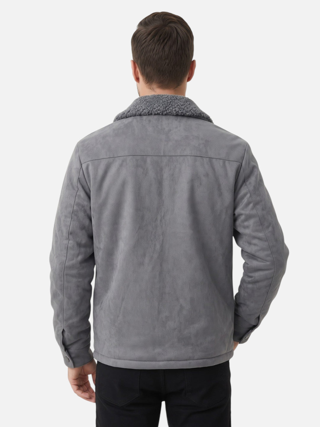 Men's Sherpa-Lined Suede-Effect Jacket