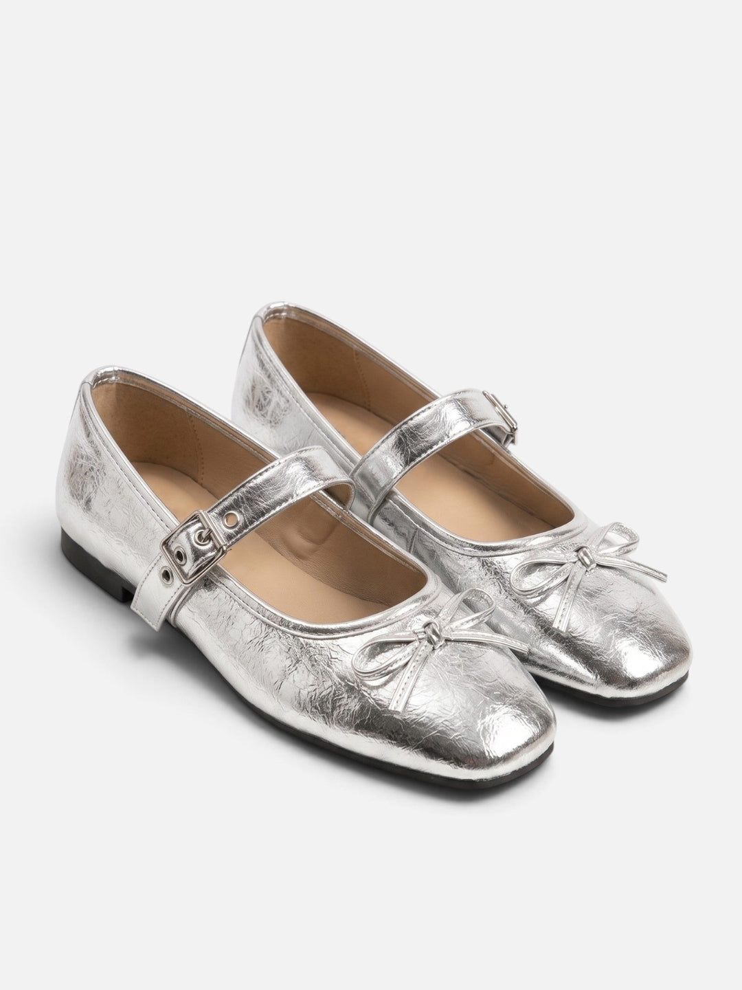 Women's Suede Mary Jane Ballet Flats with Bow & Buckle