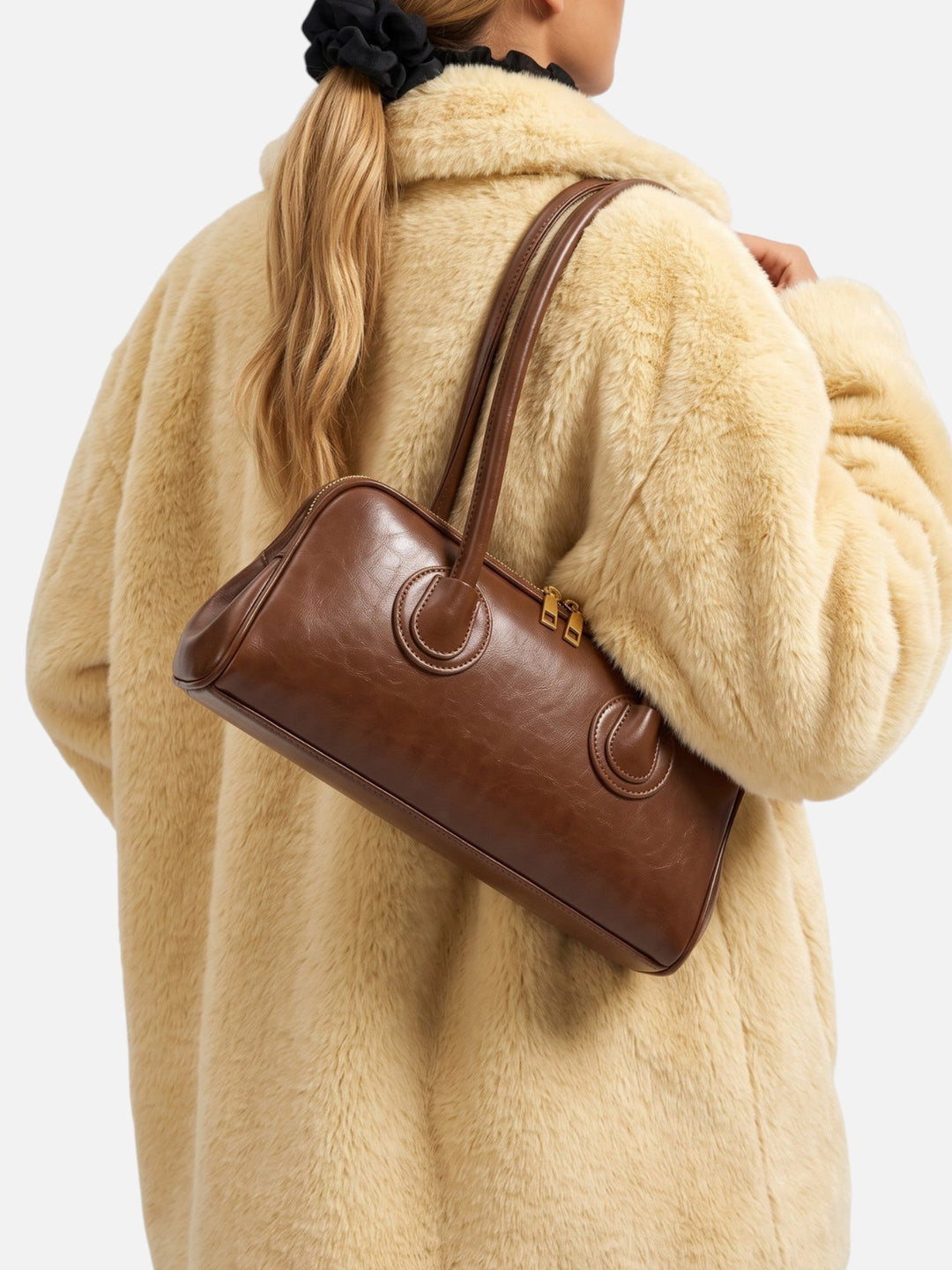 Women's Faux Leather Double-Zip Bowling Bag