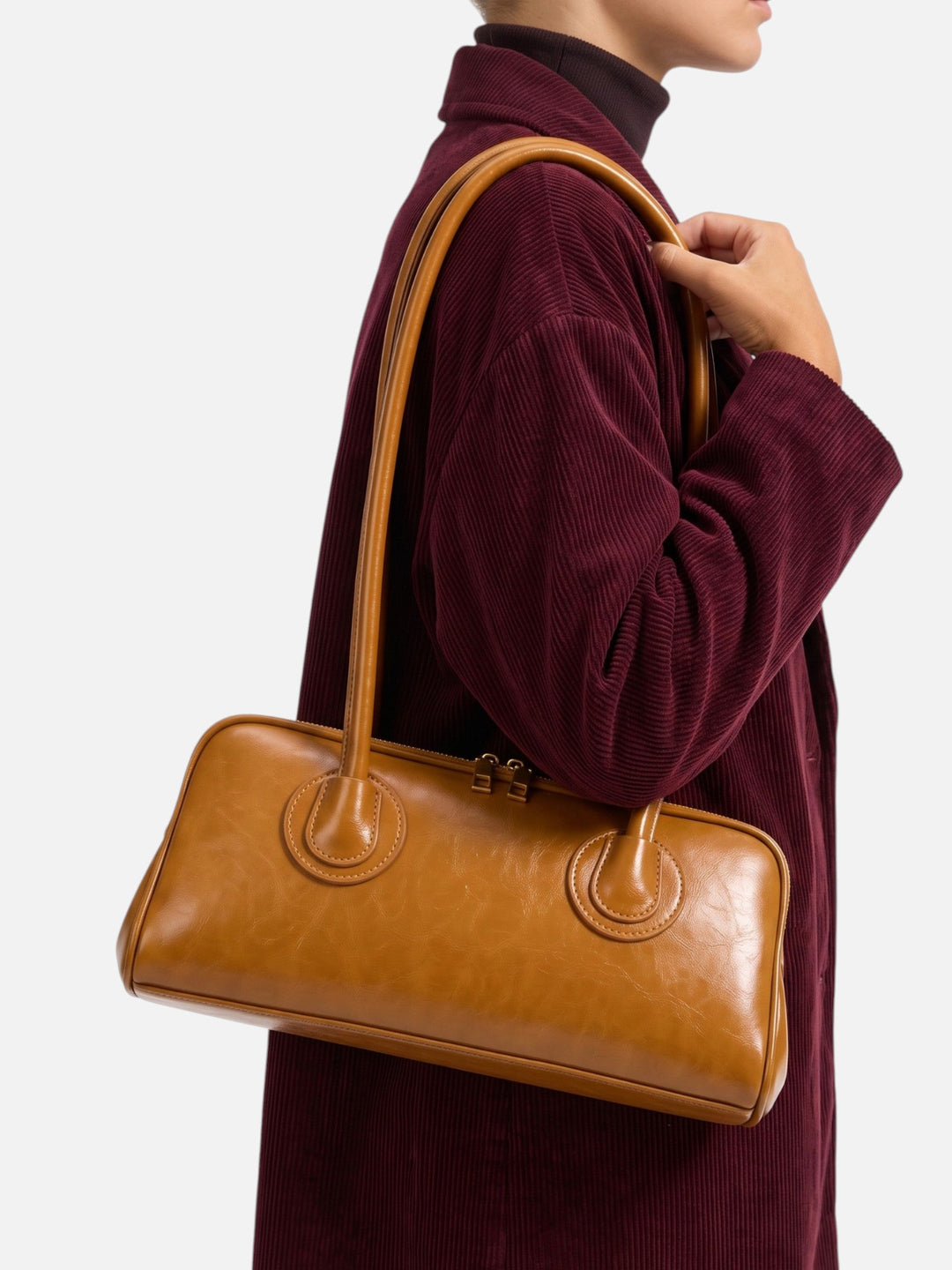 Women's Faux Leather Double-Zip Bowling Bag