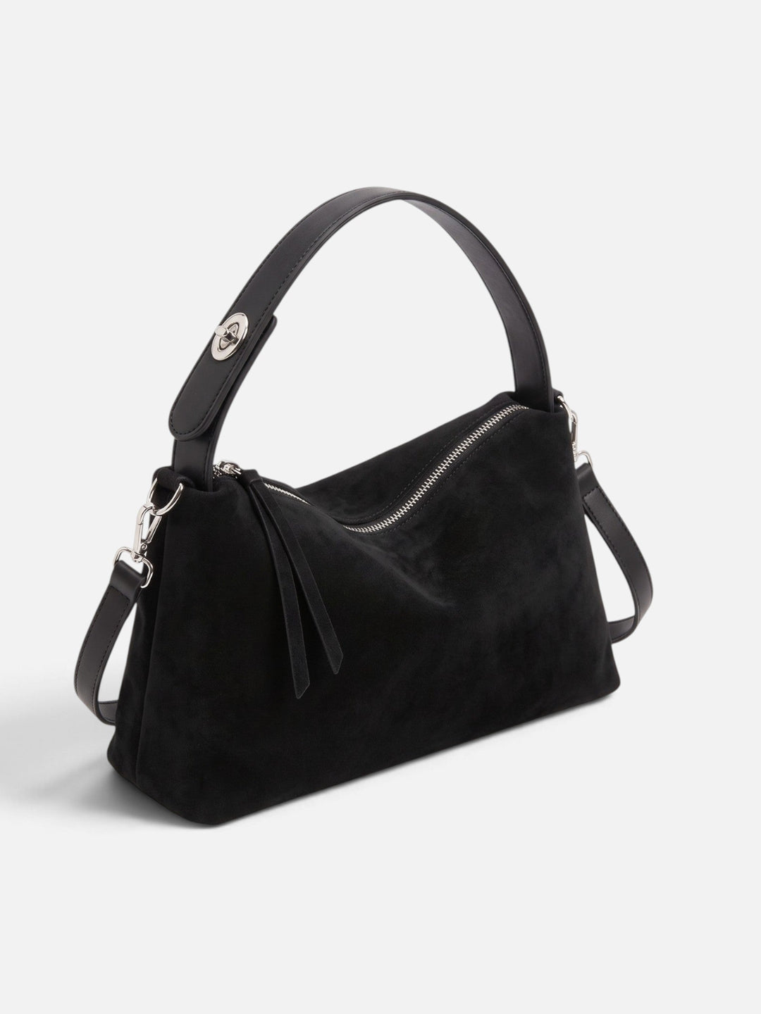 Women's Faux Suede Zip Shoulder Bag