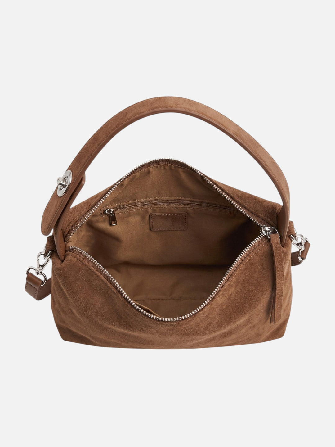 Women's Faux Suede Zip Shoulder Bag