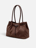 Women's Faux Suede Shoulder Tote with Buckle Belt Detail