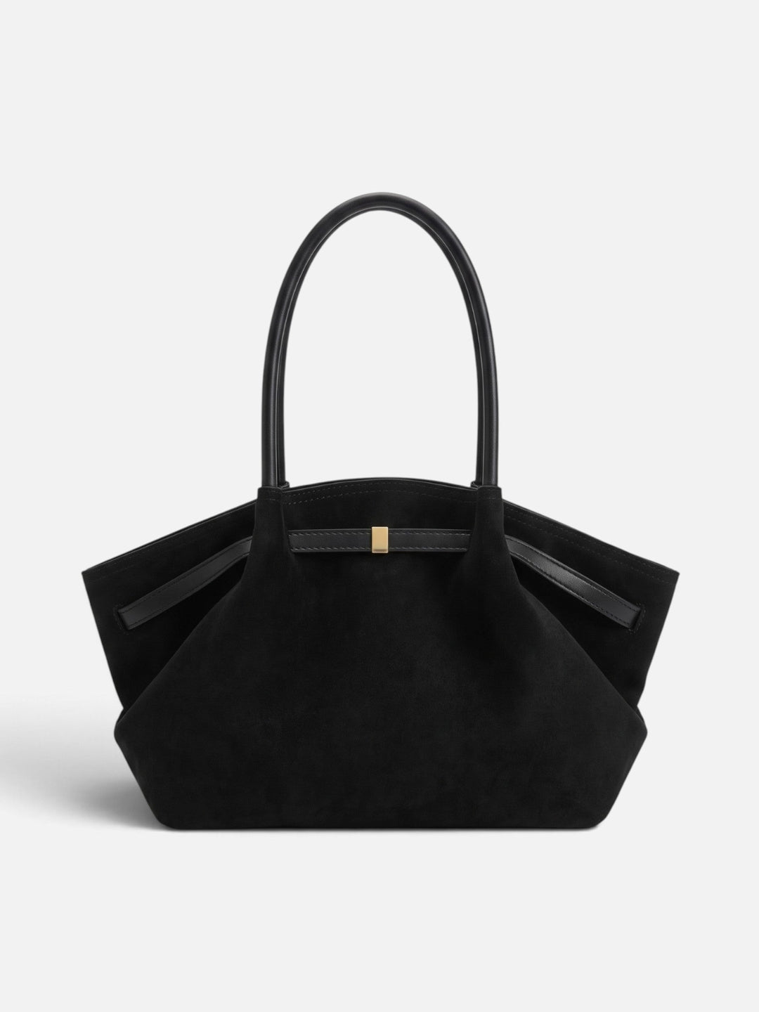 Women's Faux Suede Shoulder Tote with Belt Detail