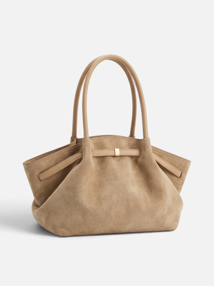 Women's Faux Suede Shoulder Tote with Belt Detail
