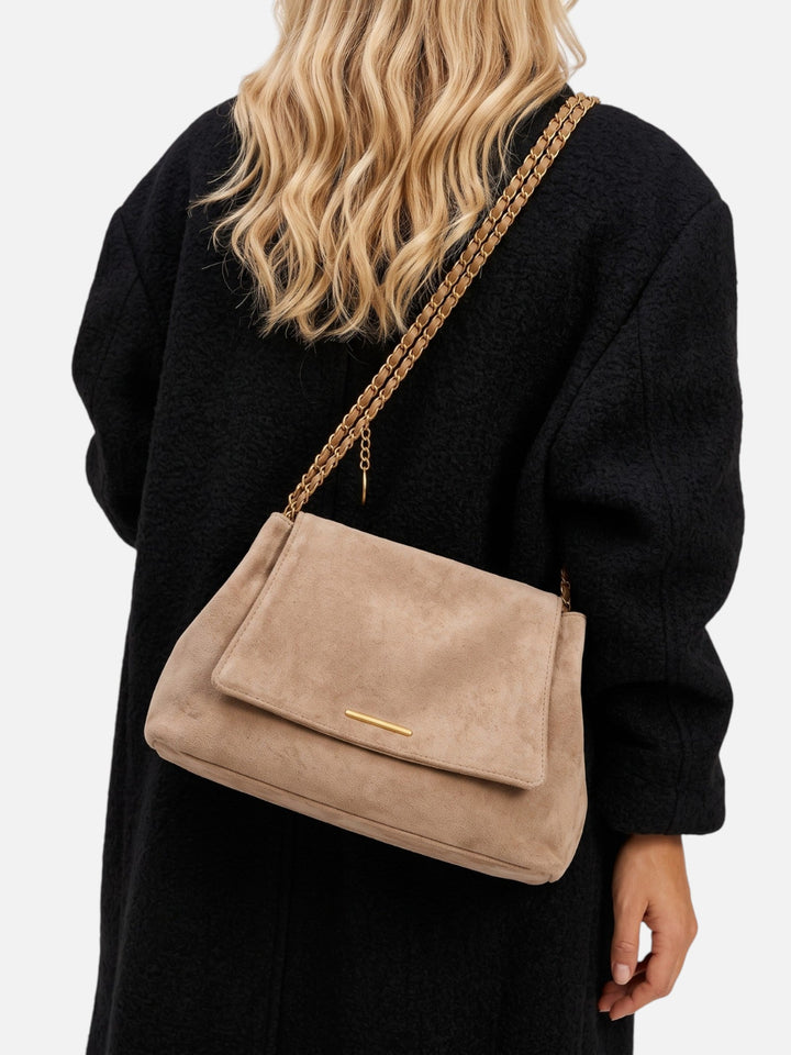 Women's Faux Suede Chain Shoulder Bag