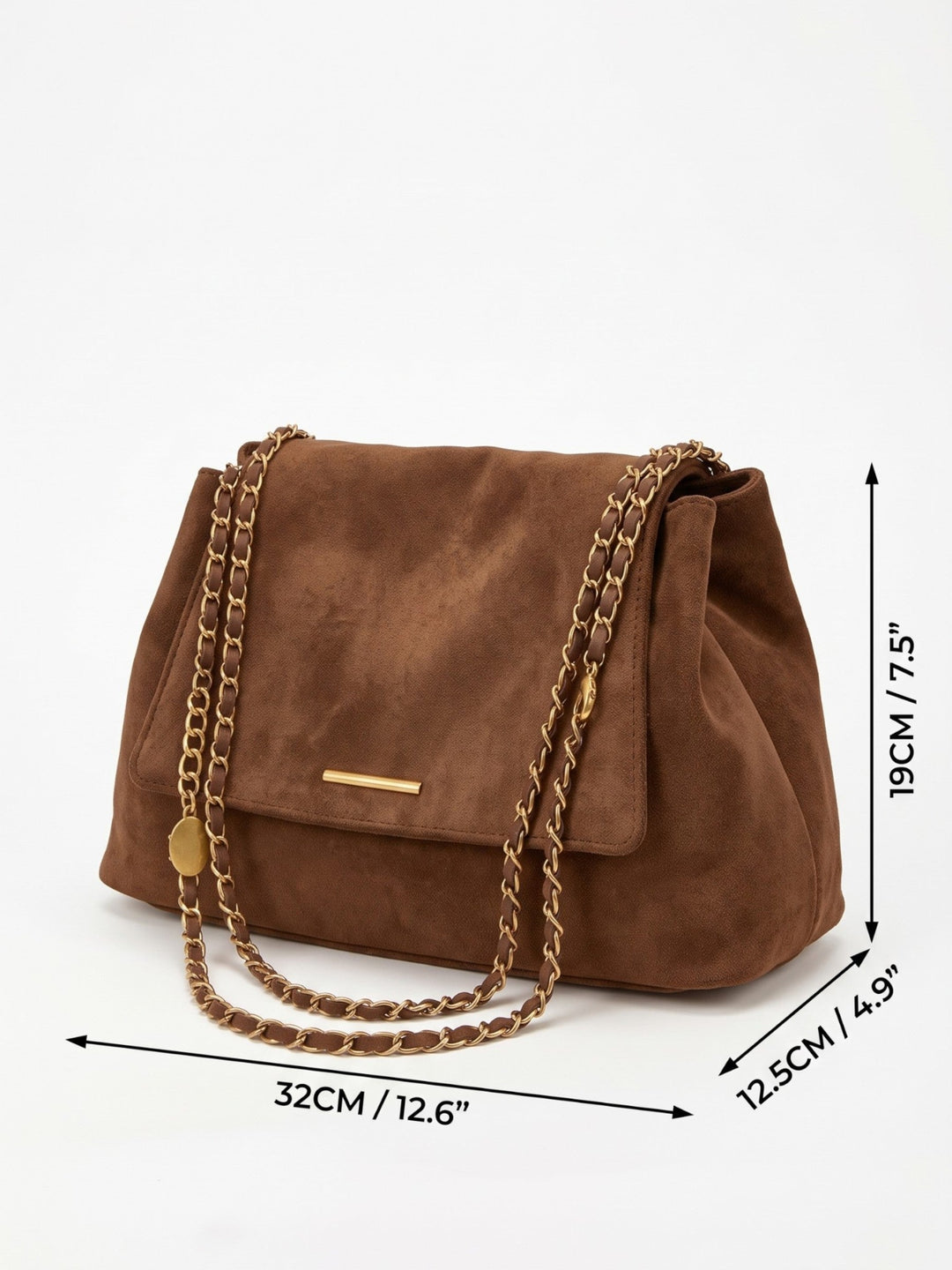 Women's Faux Suede Chain Shoulder Bag