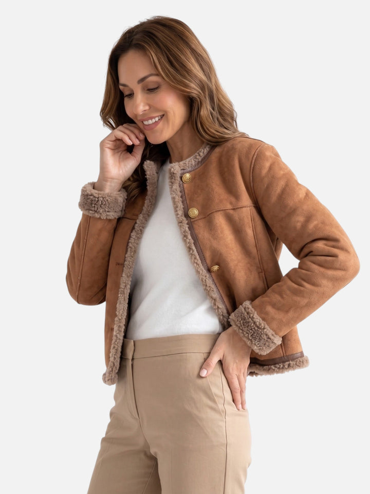Women's Button-Up Shearling Jacket
