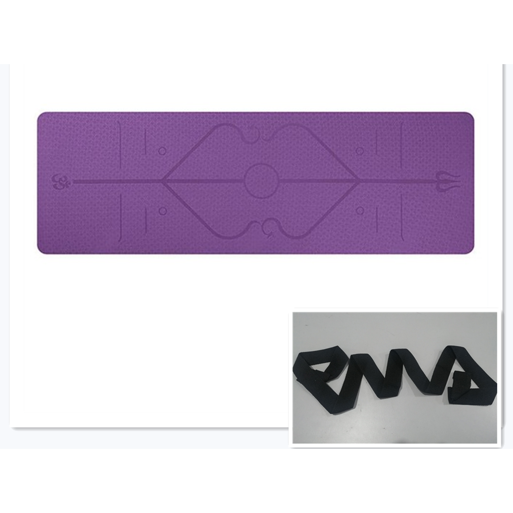 Non Slip Tpe Yoga Mat with Thick Cushioning and Body Alignment Lines for Exercise Foam