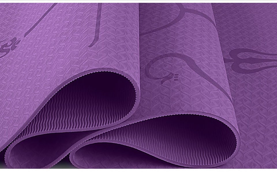 Non Slip Tpe Yoga Mat with Thick Cushioning and Body Alignment Lines for Exercise Foam
