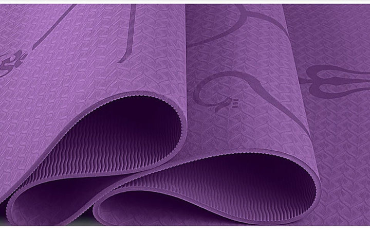 Non Slip Tpe Yoga Mat with Thick Cushioning and Body Alignment Lines for Exercise Foam