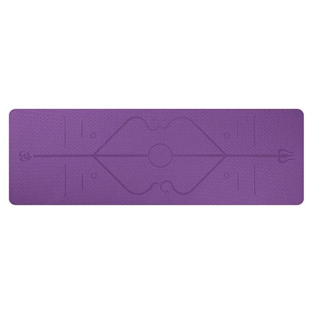 Non Slip Tpe Yoga Mat with Thick Cushioning and Body Alignment Lines for Exercise Foam