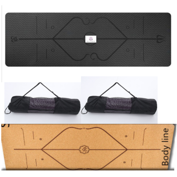 Non Slip Tpe Yoga Mat with Thick Cushioning and Body Alignment Lines for Exercise Foam