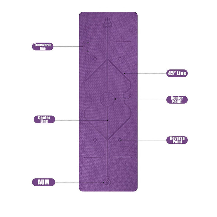 Non Slip Tpe Yoga Mattress with Alignment Lines and Thick 6mm Cushioning for Folding Exercise Mat