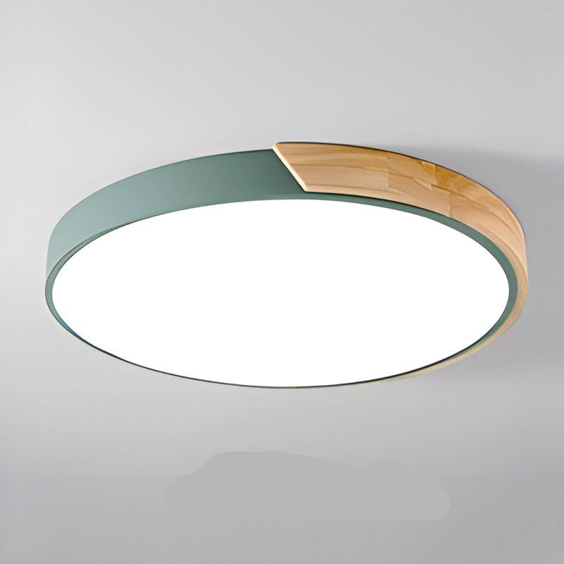 Scandinavian LED Ceiling Light in Macaron Shape with Wooden Accent for Living Room or Bedroom