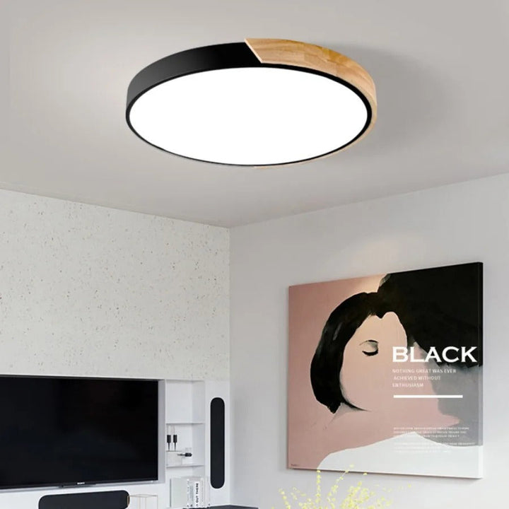 Nordic Wooden Macaron-Shaped Ceiling Lamp for Modern Spaces