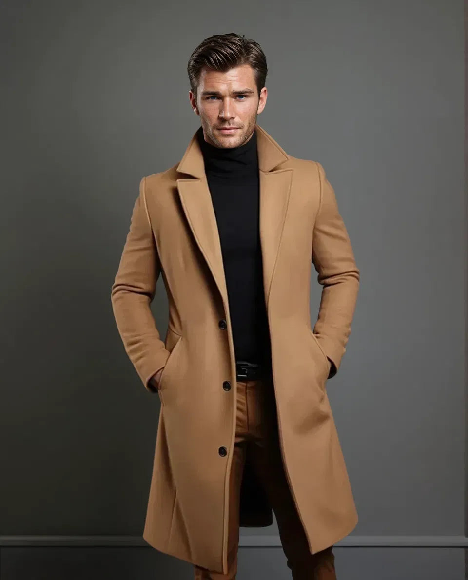 Men's wool coat – tailored long winter coat for work and city wear