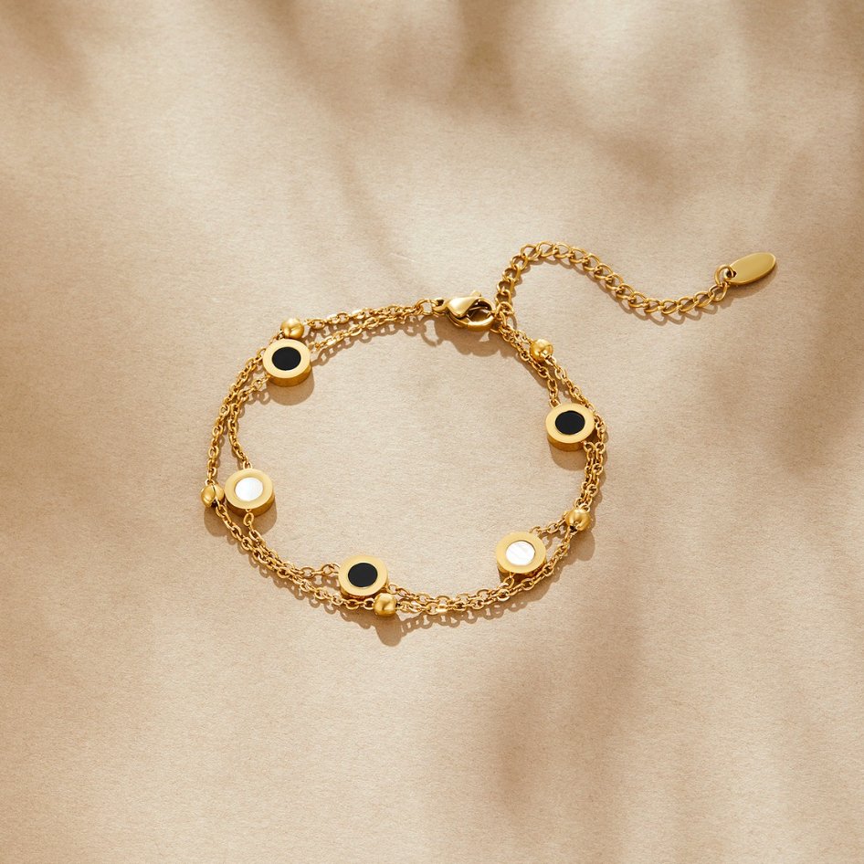 Elegant onyx and white stone bracelet