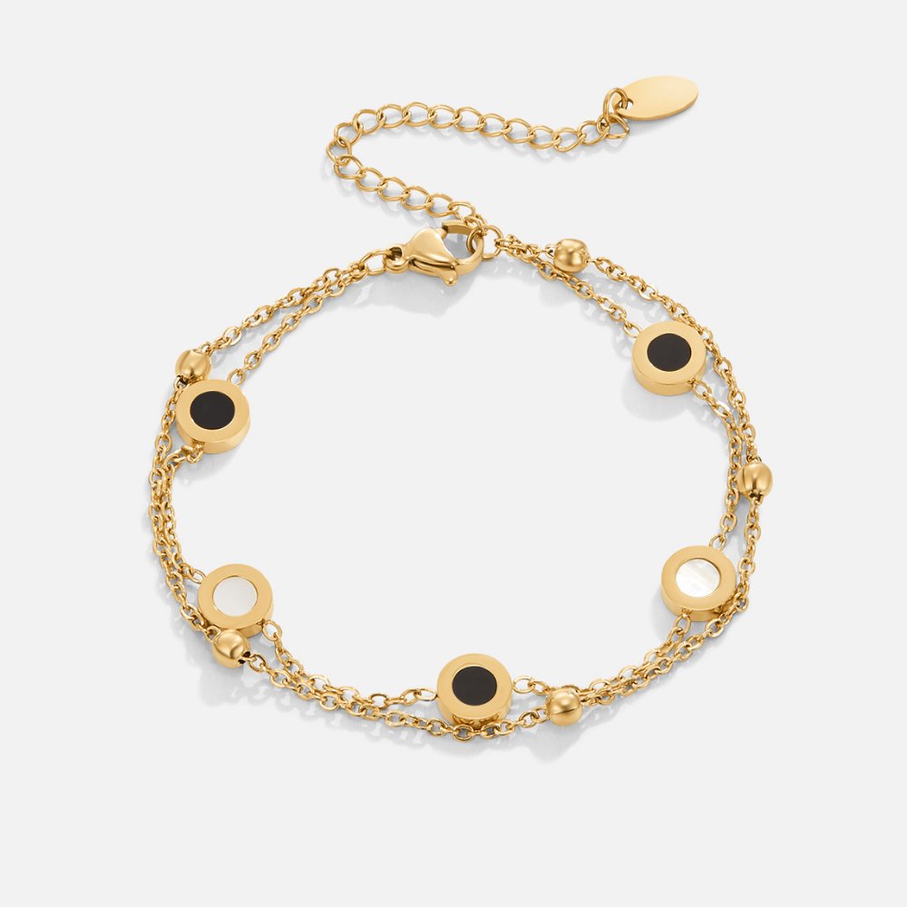Elegant onyx and white stone bracelet