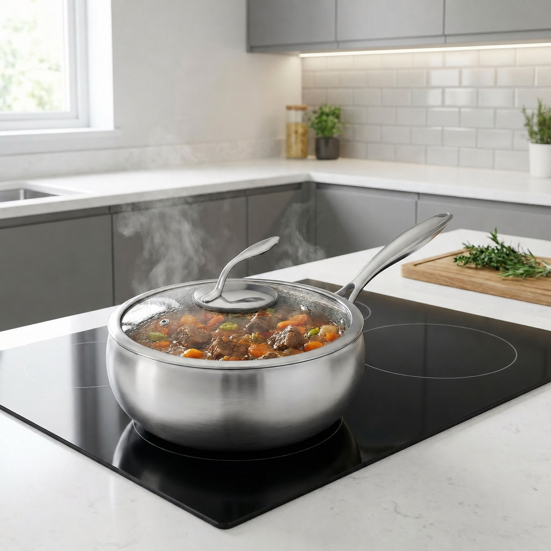 Hand-hammered titanium sauté pan, PFAS-free
