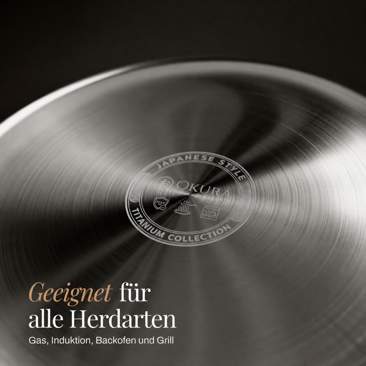 Hand-hammered titanium frying pan with coating-free surface